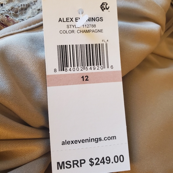 NWT Alex Evenings Champagne Rosette Size 12 Wedding Formal never worn - Picture 4 of 5